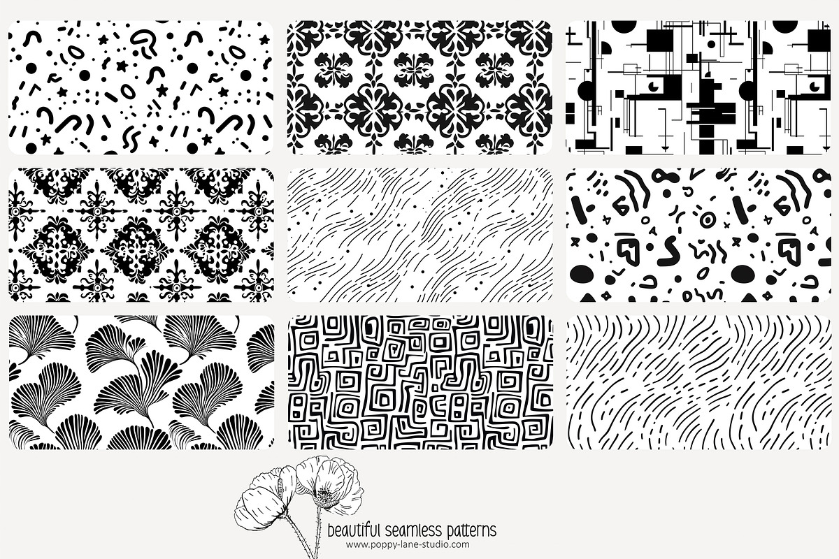 80 abstract b/w seamless pattern, a Pattern Graphic by Poppy Lane Studio (Photo 3 of 11)