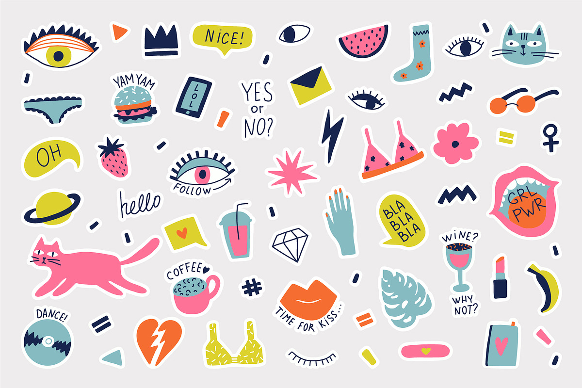 Girl Power stickers & patterns, an Object Graphic by Bosotochka♥Art (Photo 5 of 8)