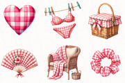 Bohemian Pink Gingham Summer Clipart, an Illustration by OK Design (Thumbnail 5 of 5)