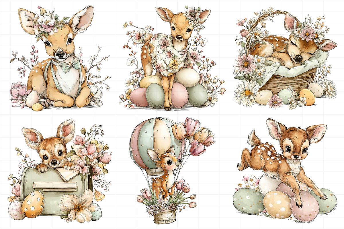 Whimsical Easter Cute Deer Clipart, an Illustration by Daily.Designs (Photo 4 of 7)