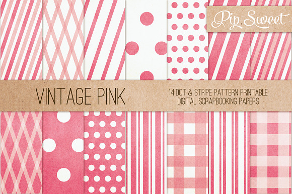 Vintage Pink 14 Pattern Set preview 3