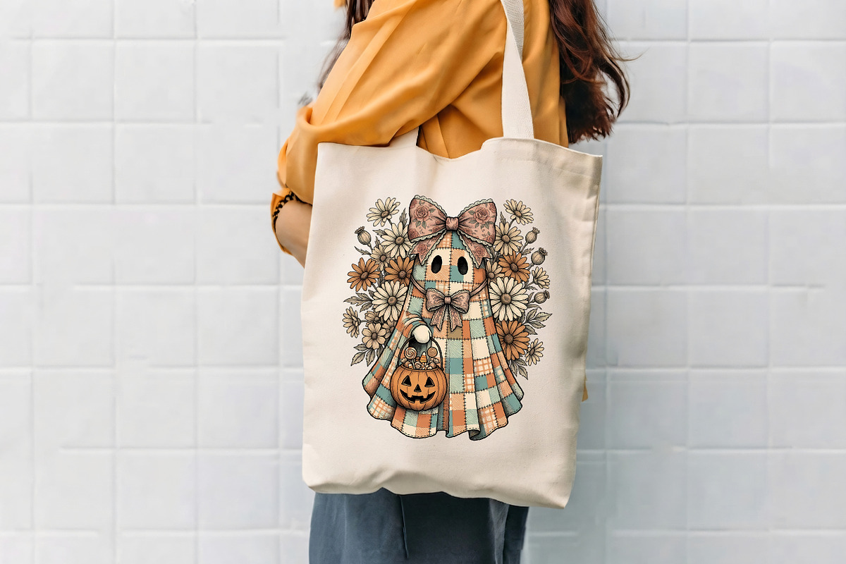 Cute ghost with pumpkin basket, a Seasonal Illustration by CrexoraLab (Photo 4 of 4)