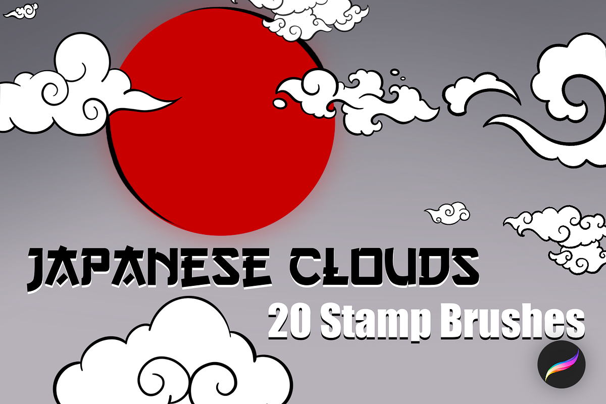 Japanese Clouds - Procreate Brushes, a Brush Add-On by Annex1 (Photo 1 of 2)