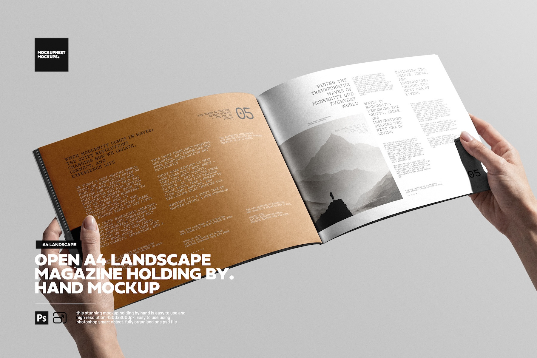 Open A4 Landscape Magazine Mockup, a Books & Magazine Mockup by Toasin ...