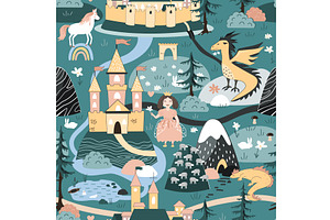 Princess kingdom seamless pattern, an Animal Illustration by Toltemara