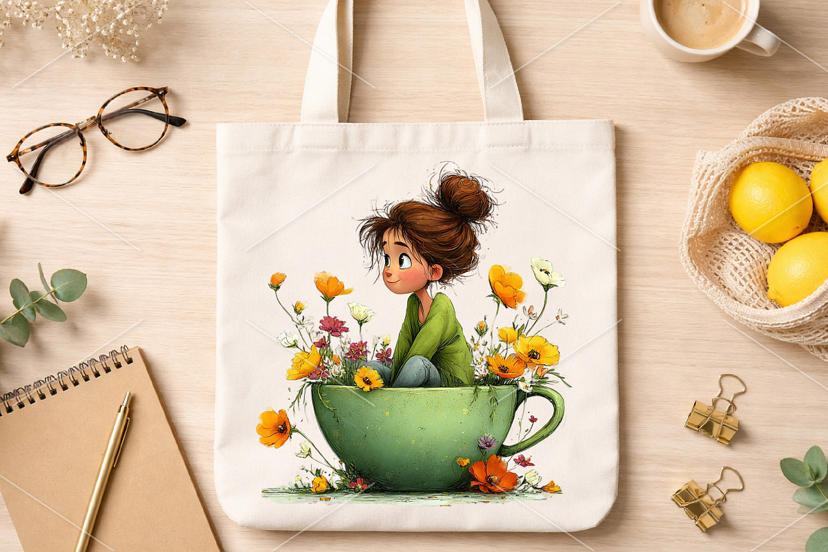 Whimsical Little Girl Spring Clipart, an Illustration by Canvas Craft (Photo 5 of 7)