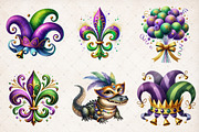Watercolor Mardi Gras Clipart PNG, an Illustration by SinaCreation (Thumbnail 5 of 5)