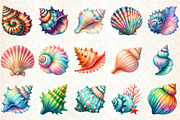 Watercolor Colorful Sea Shell Clipar, an Illustration by Rose Art (Thumbnail 2 of 7)