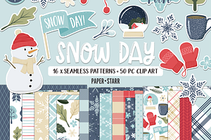 Winter Digital Paper And Clipart Set