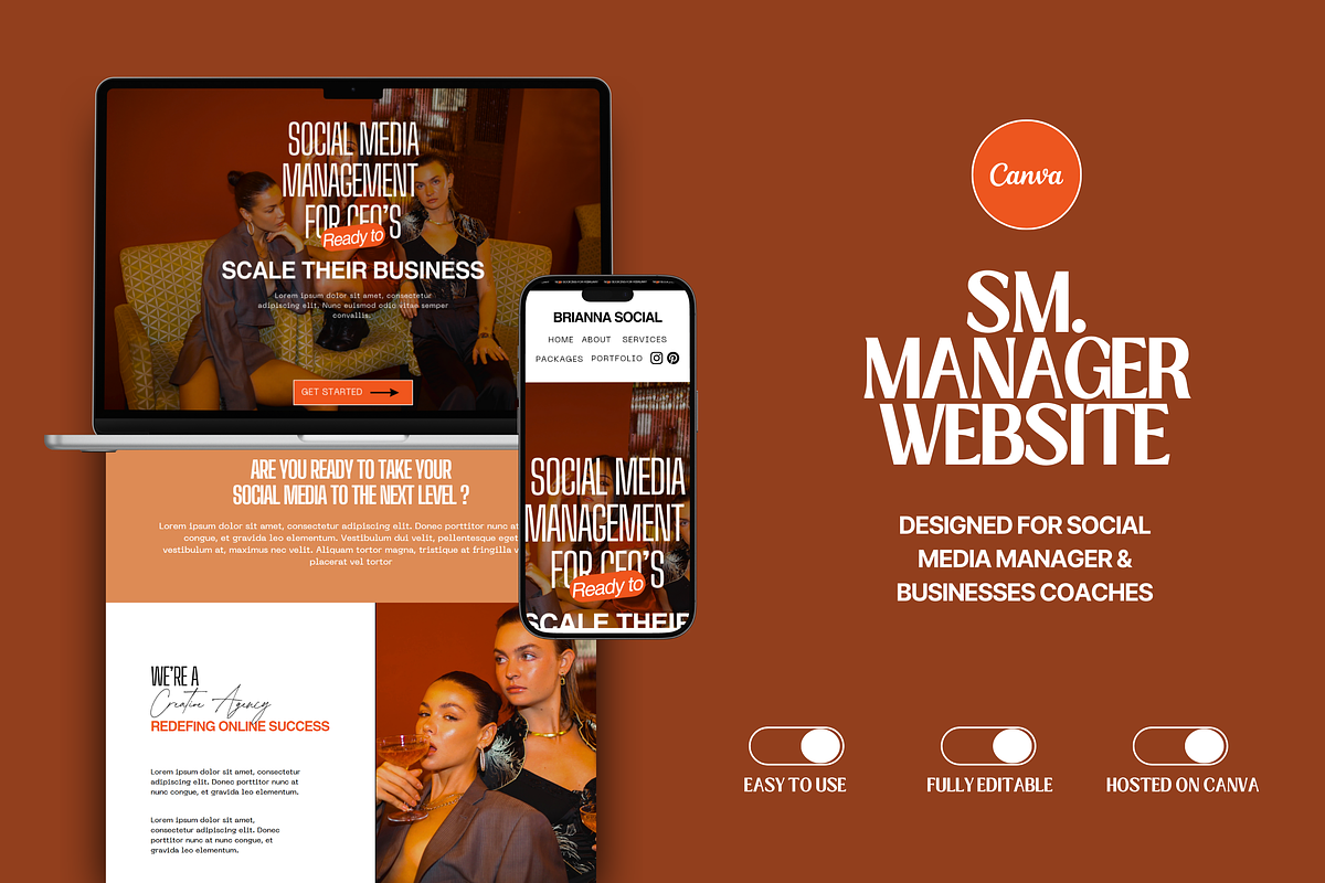 Social Media Manager Canva Website, a Landing Page Template by My Template Studio (Photo 1 of 11)