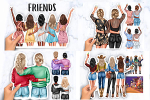 Girlfriends Cliparts, Bundle Clipart