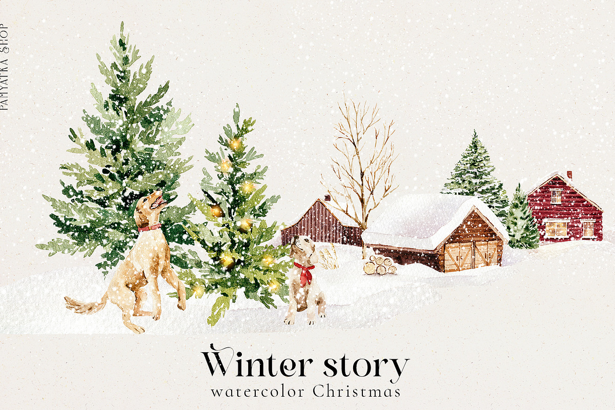 Winter story-watercolor Christmas, a Seasonal Illustration by Pamyatka Shop (Photo 17 of 27)