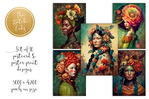 World Women Postcard Art Print Set