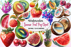 Summer Fruit Watercolor Clipart., a Graphic by CitraGraphics