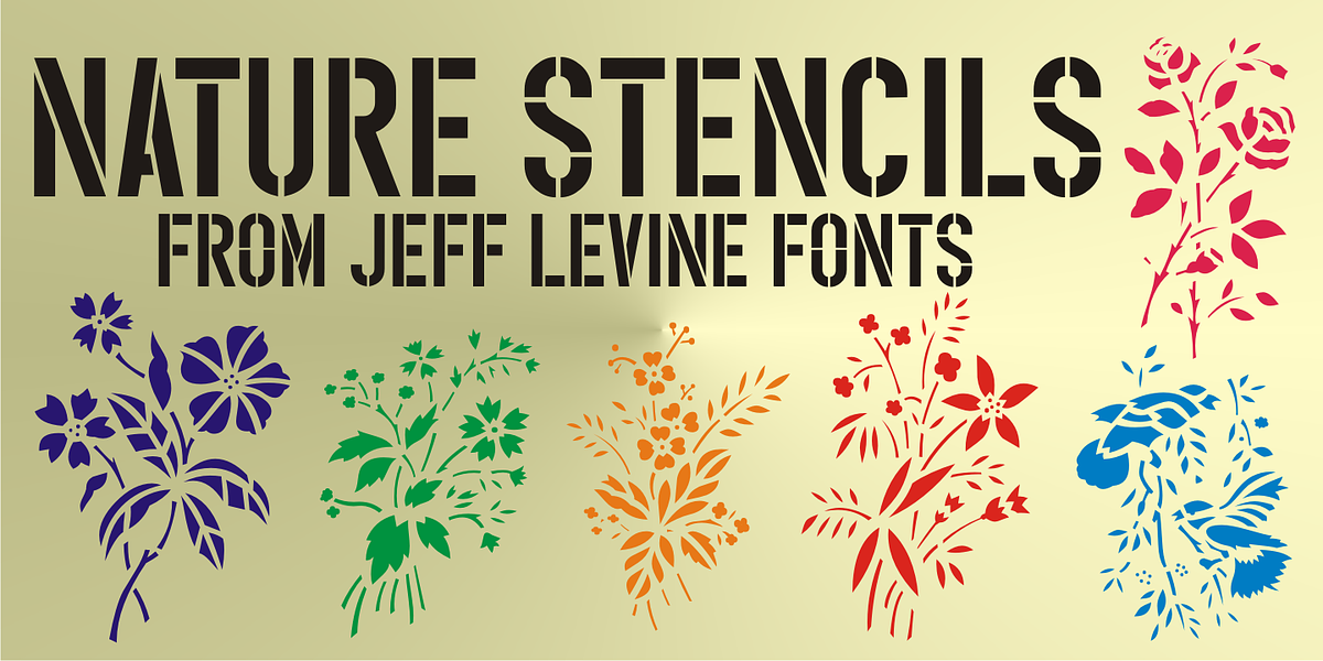 Nature Stencils JNL, a Symbol Font by Jeff Levine Fonts