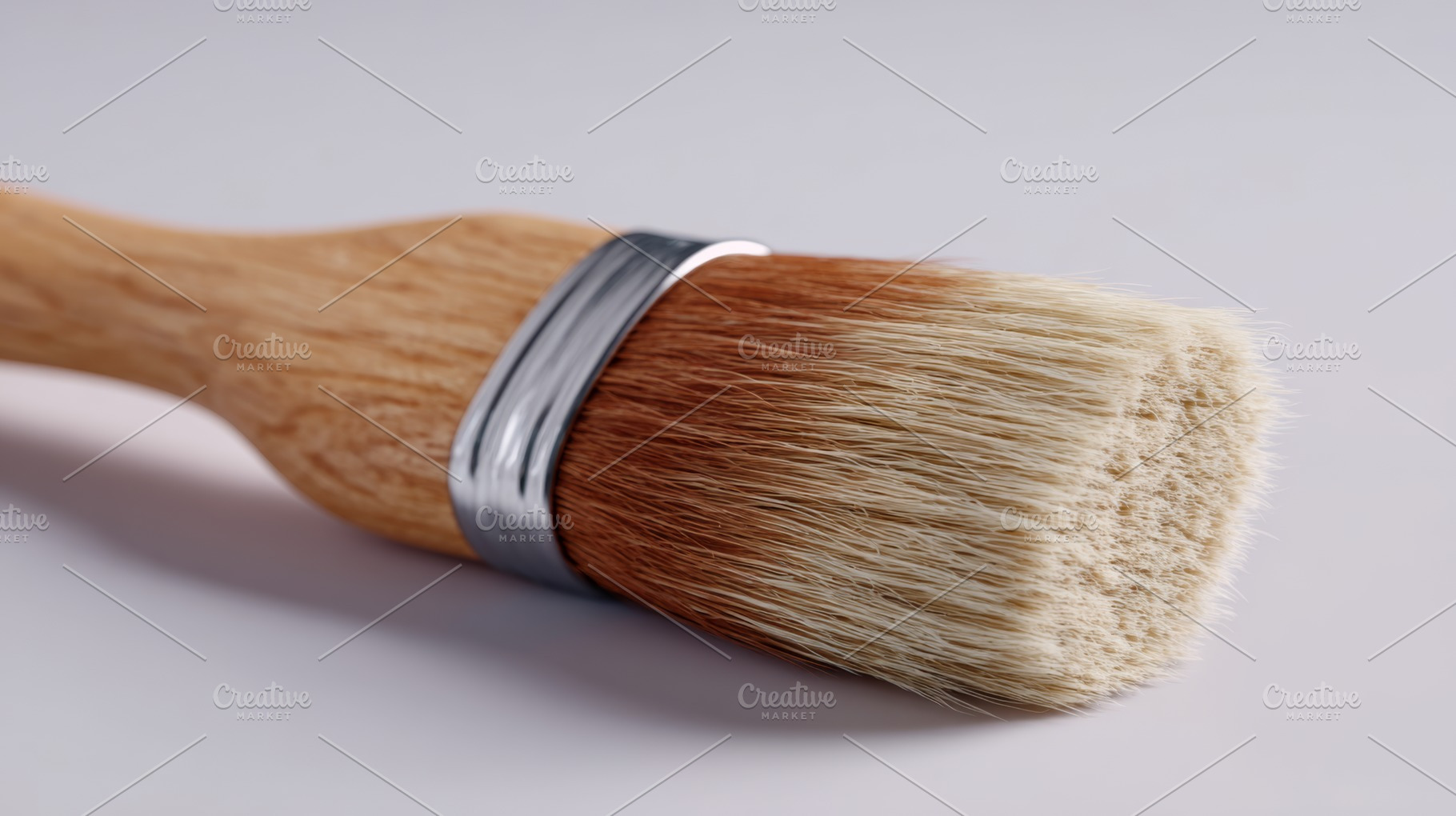 A close-up of a high-quality paintbrush with a wooden handle and soft bristles,, a Business Photo by ImageMir