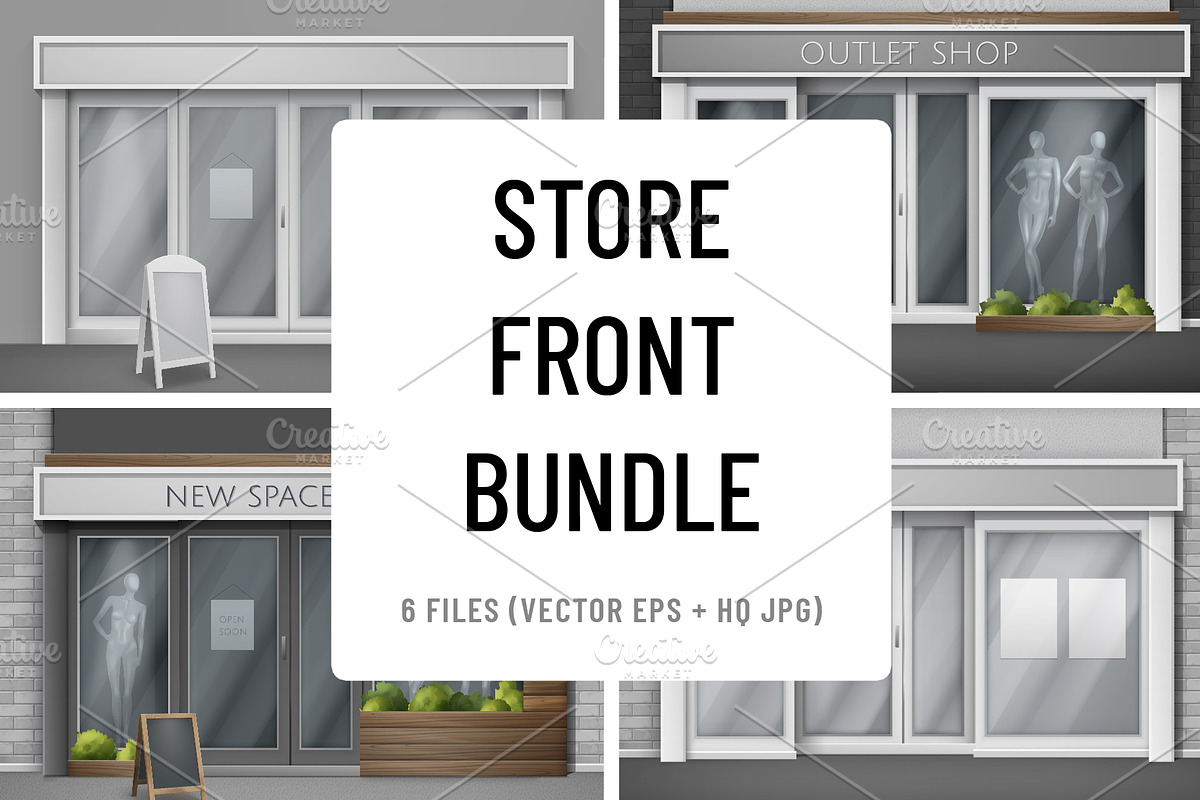 Vector Realistic Store Front Bundle, a Work Illustration by Zonda (Photo 1 of 7)