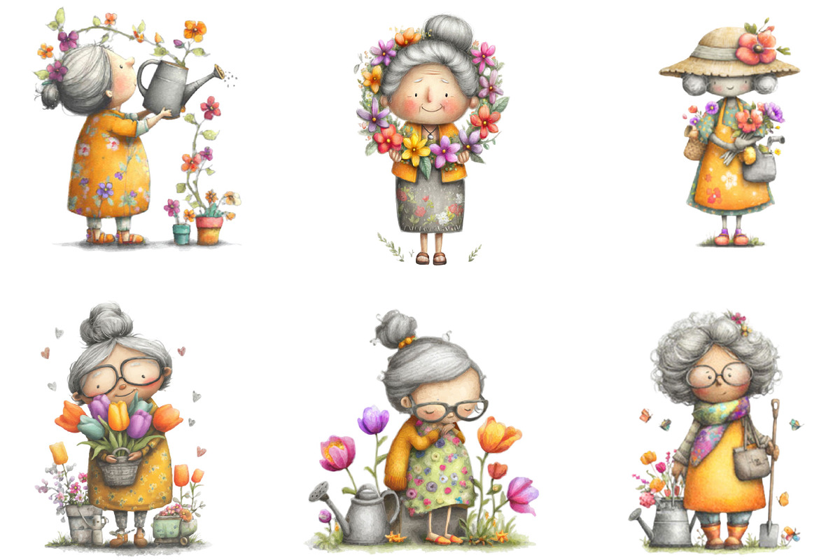 Whimsical Spring Garden Grandma Clip, an Illustration by Designking (Photo 5 of 7)
