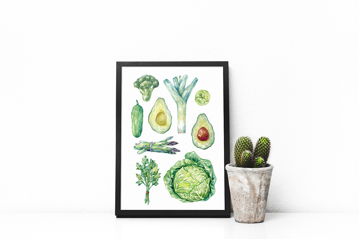 Green Vegetables. Watercolor Bundle, an Illustration by Olga Olmix (Photo 8 of 10)