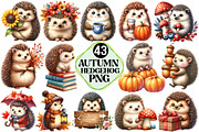 Autumn Hedgehog Clipart, an Illustration by Pixels.Craft (Thumbnail 1 of 7)