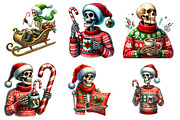 Christmas skeletons clipart bundle, an Illustration by SinaCreation (Thumbnail 4 of 7)