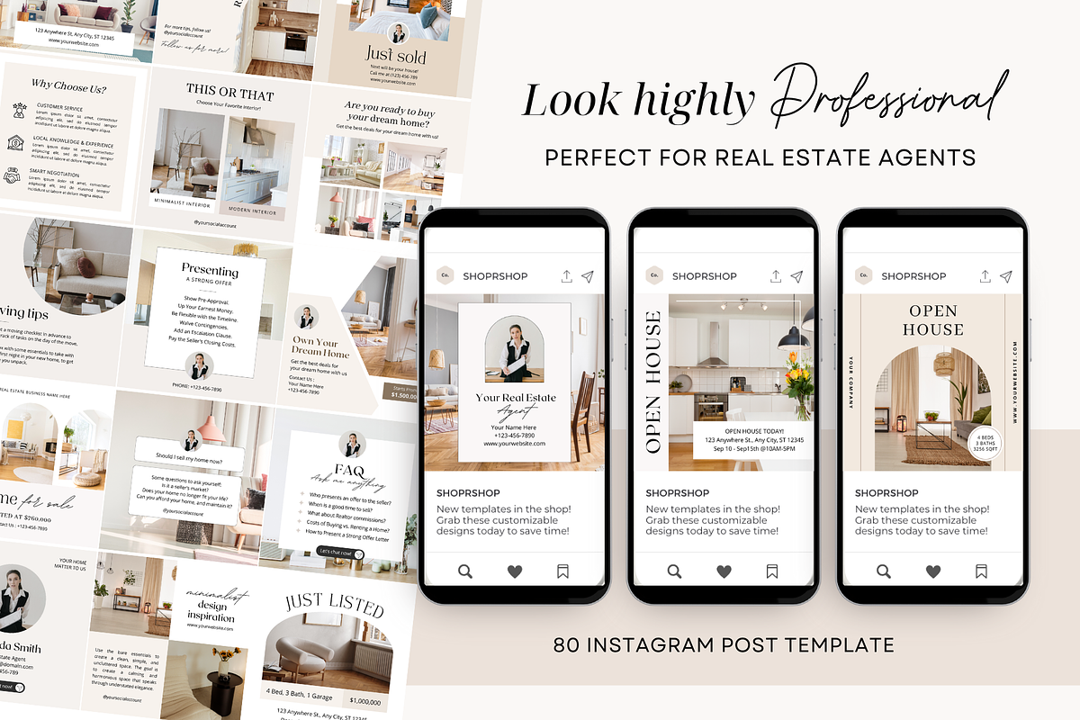 Real Estate Instagram Post Templates, a Social Media Template by ShopRShop (Photo 2 of 10)