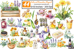 Watercolor Natural Remedies Clipart, an Illustration by DreamCafeArt