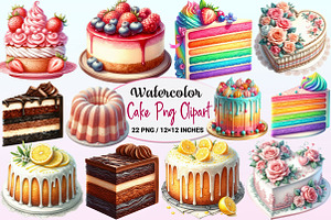 Watercolor Cake Clipart PNG, a Graphic by CitraGraphics