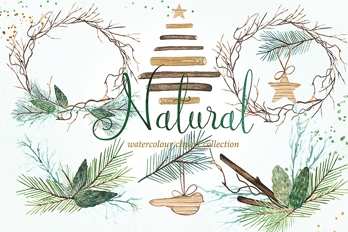 Natural Winter Watercolor clipart, a Graphic by LABFcreations (Photo 5 of 7)