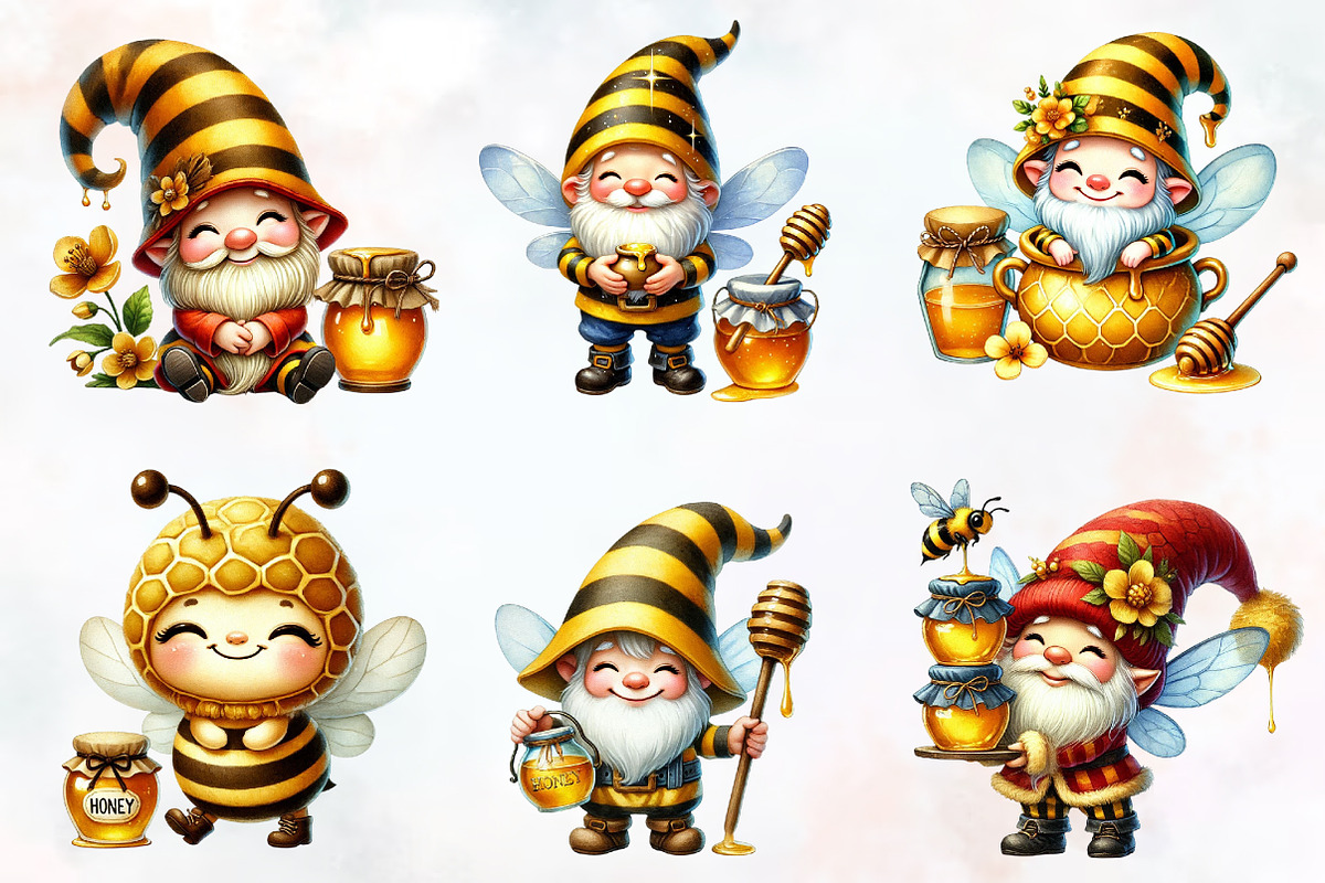 Honey bee gnome sublimation clipart, an Illustration by RobertsArt (Photo 6 of 7)
