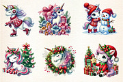 Christmas Cute Unicorn Clipart, an Illustration by DreamArtGraphic (Thumbnail 5 of 5)