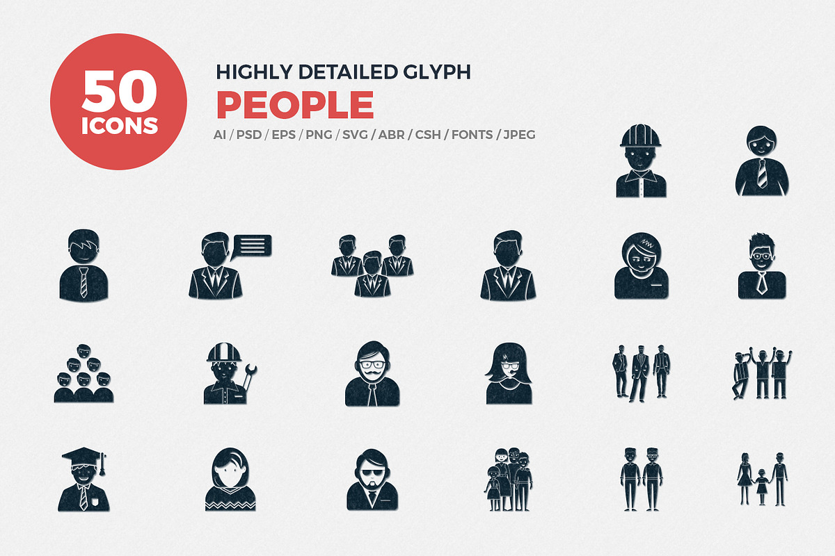 Glyph Icons People Set, a Solid Icon by Jumbo Icons