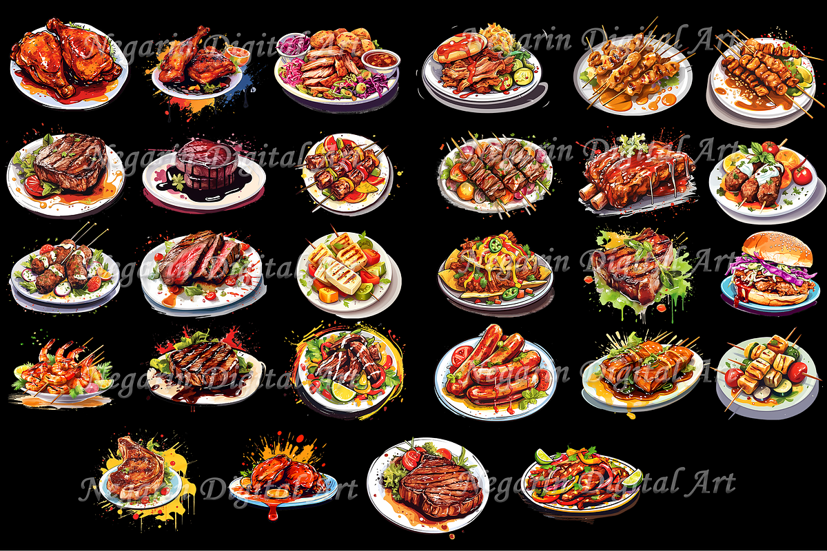 Watercolor Kebab and Grills Food, an Object Graphic by Negarin Digital Art (Photo 4 of 9)