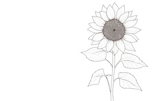 Line art drawing of a sunflower with, an Illustration by Sergey Kotenev