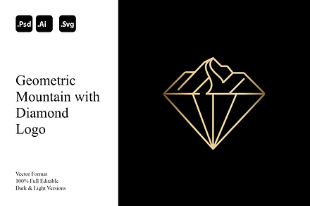 Geometric Mountain with Diamond Logo, a Branding & Logo Template by Luxury Logos