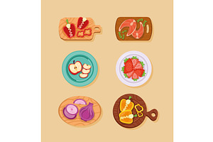 six chop food icons, a Food Illustration by studiogstock