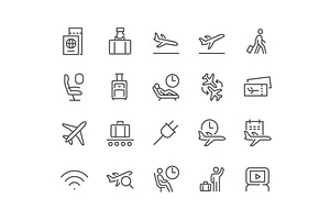 Line Airport Icons