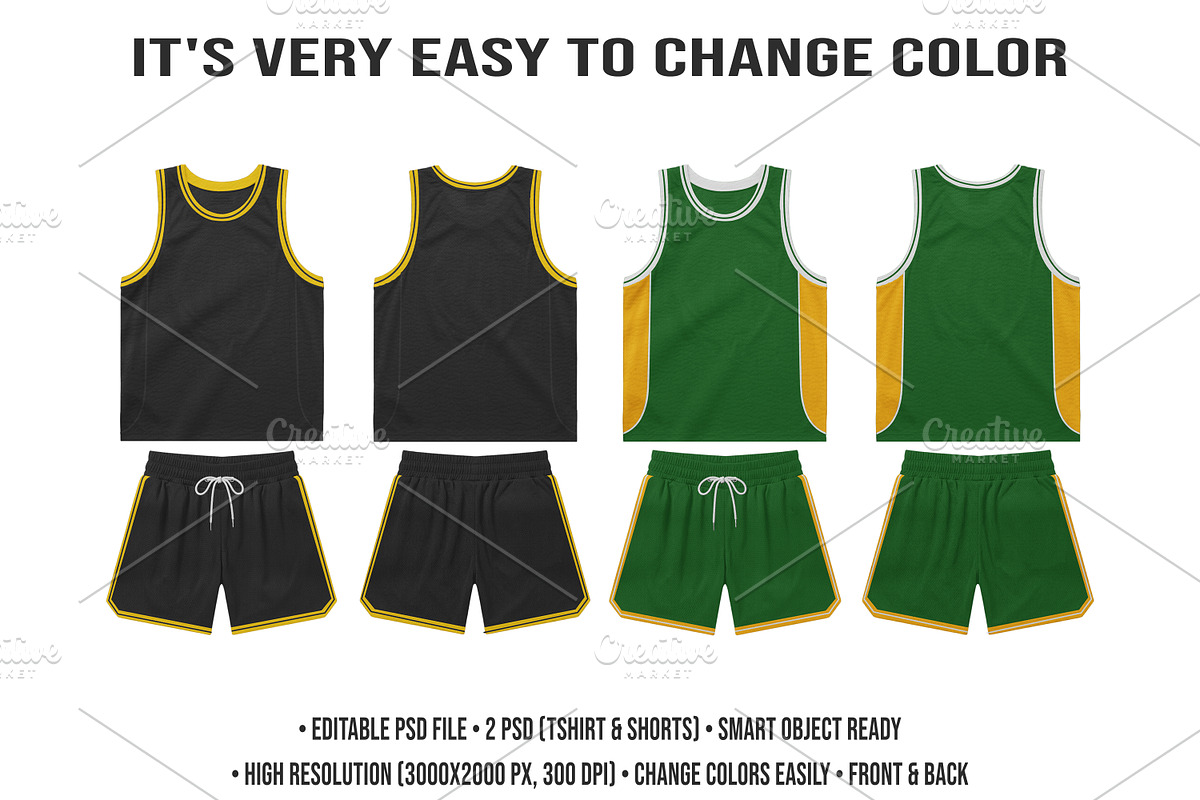 Basketball Jersey kit – Editable PSD, a Shirt Mockup by std.badboy (Photo 2 of 4)