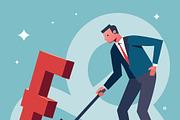 Businessman using rake collect coins, a Finance Illustration by SouravDesign (Thumbnail 1 of 3)