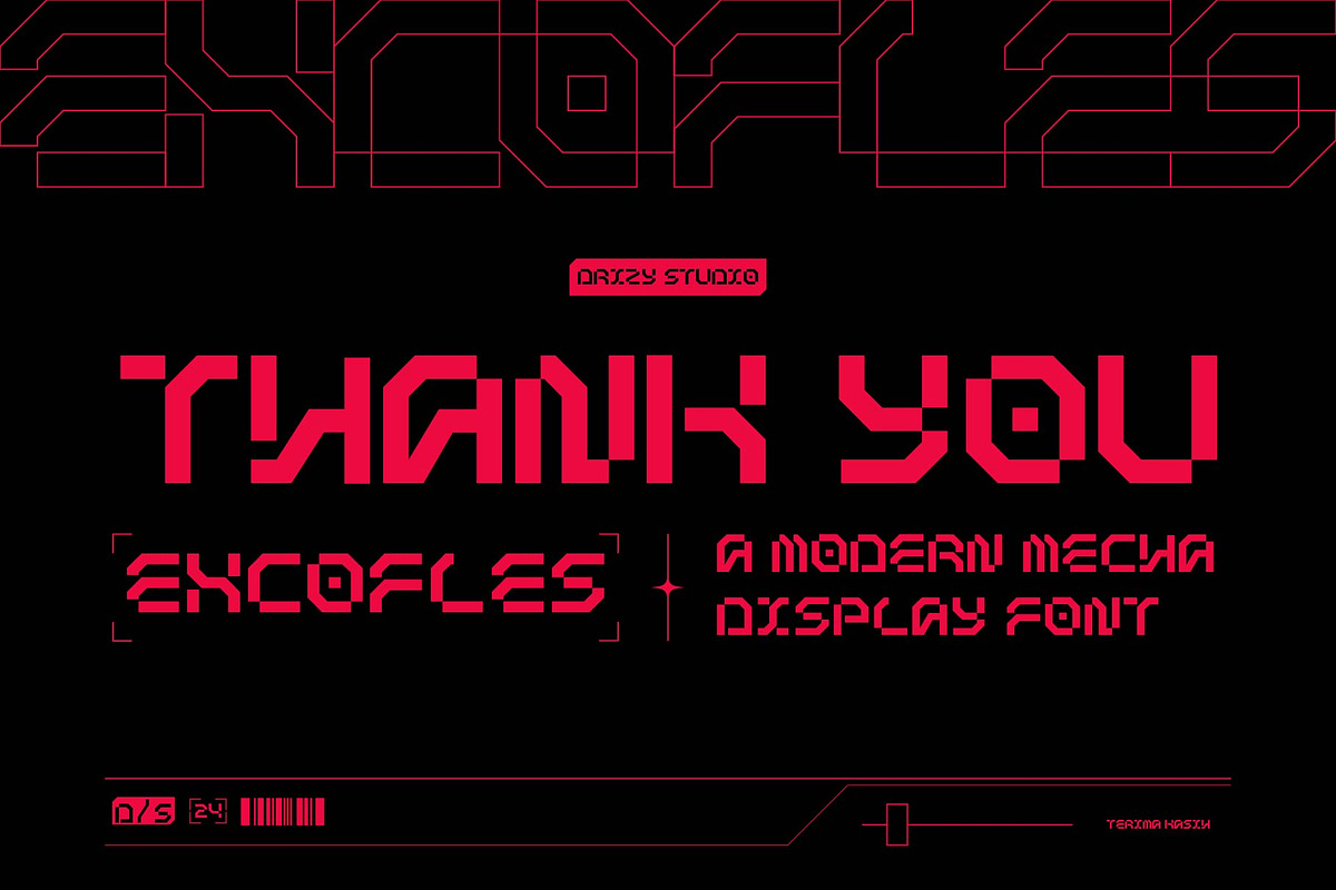 Excofles – Modern Mecha Display Font, a Sans Serif Font by Drizy (Photo 10 of 10)