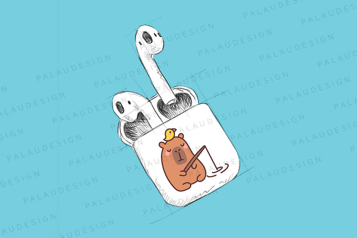 Kawaii Capybara Fishing, an Animal Illustration by Palau (Photo 7 of 12)