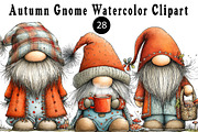 Autumn Gnome Watercolor Clipart, a Seasonal Illustration by CreationArt (Thumbnail 1 of 5)