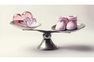 Metallic balance scale with pink, an Arts & Entertainment Photo by tilialucida