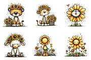 Whimsical safari sunflower clipart, an Illustration by SinaCreation (Thumbnail 3 of 11)
