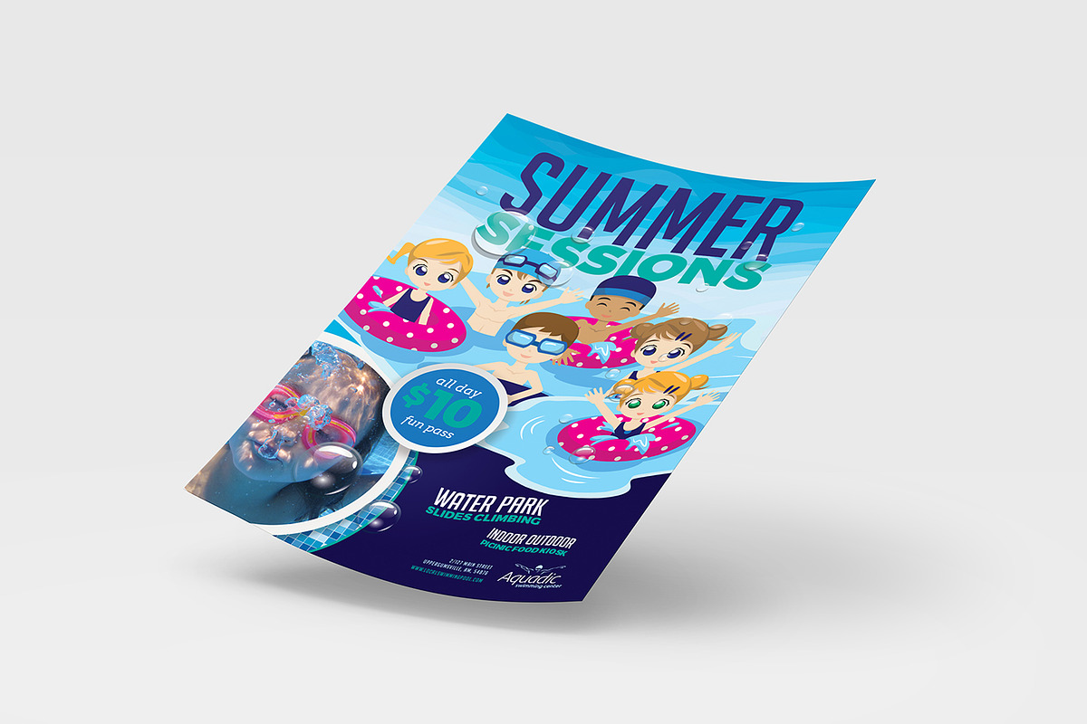 A4 Swimming Pool Poster Template v2, a Flyer Template by BrandPacks