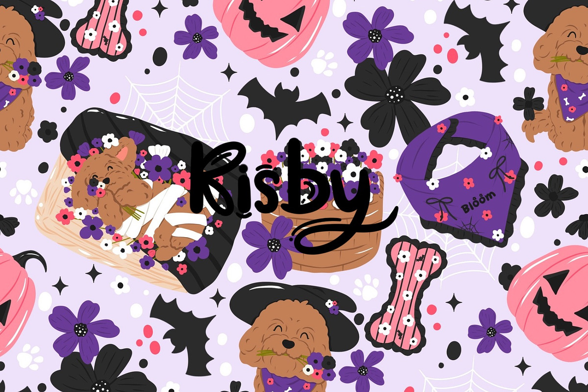 Spooky Halloween Flower Dogs Pattern, a Pattern Graphic by KisbyArt (Photo 1 of 3)