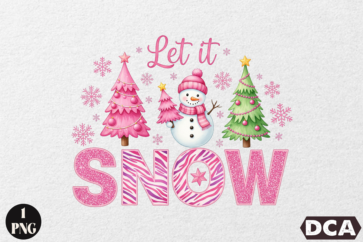 Let It Snow Clipart Christmas PNG, an Illustration by DreamCafeArt (Photo 1 of 6)