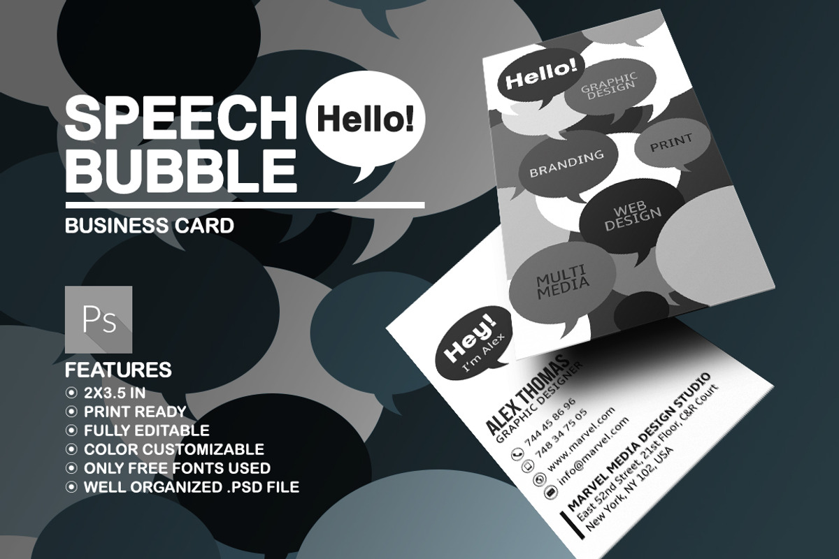 Speech Bubble Business Card, a Business Card Template by Marvel (Photo 1 of 5)