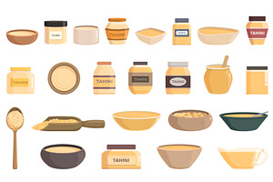 Tahini Icons Set Cartoon Vector