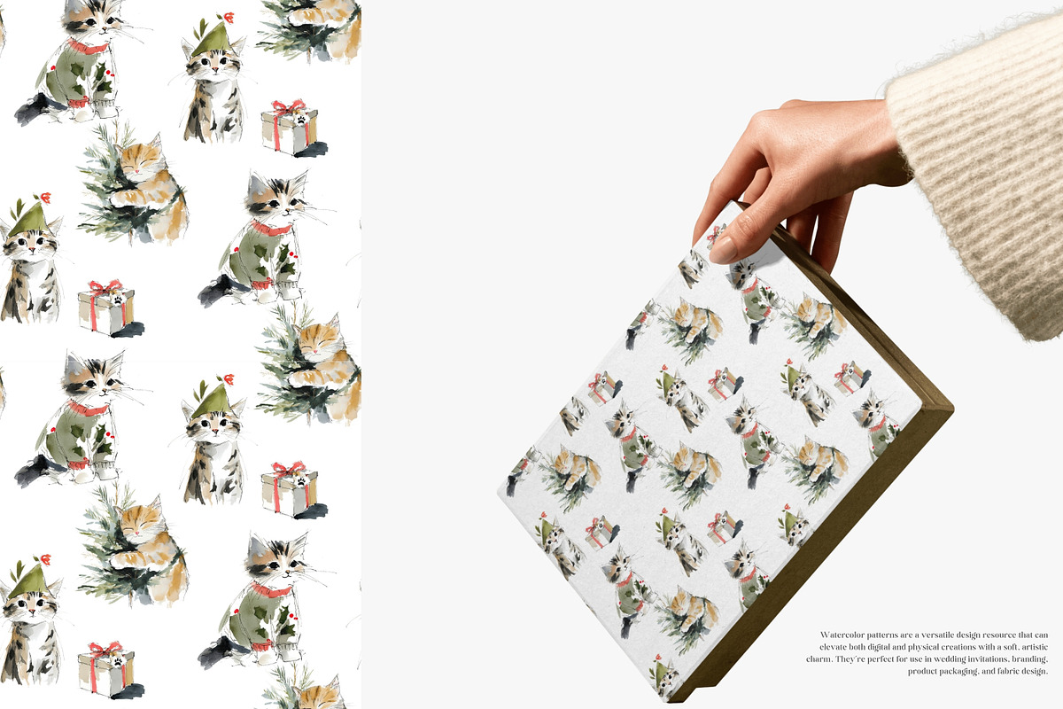 Christmas cats seamless pattern set, a Pattern Graphic by Patishop Art (Photo 9 of 9)